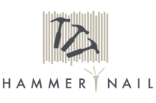 The image features a logo with stylized hammers and the text "HAMMER NAIL" integrated with nails in the design.